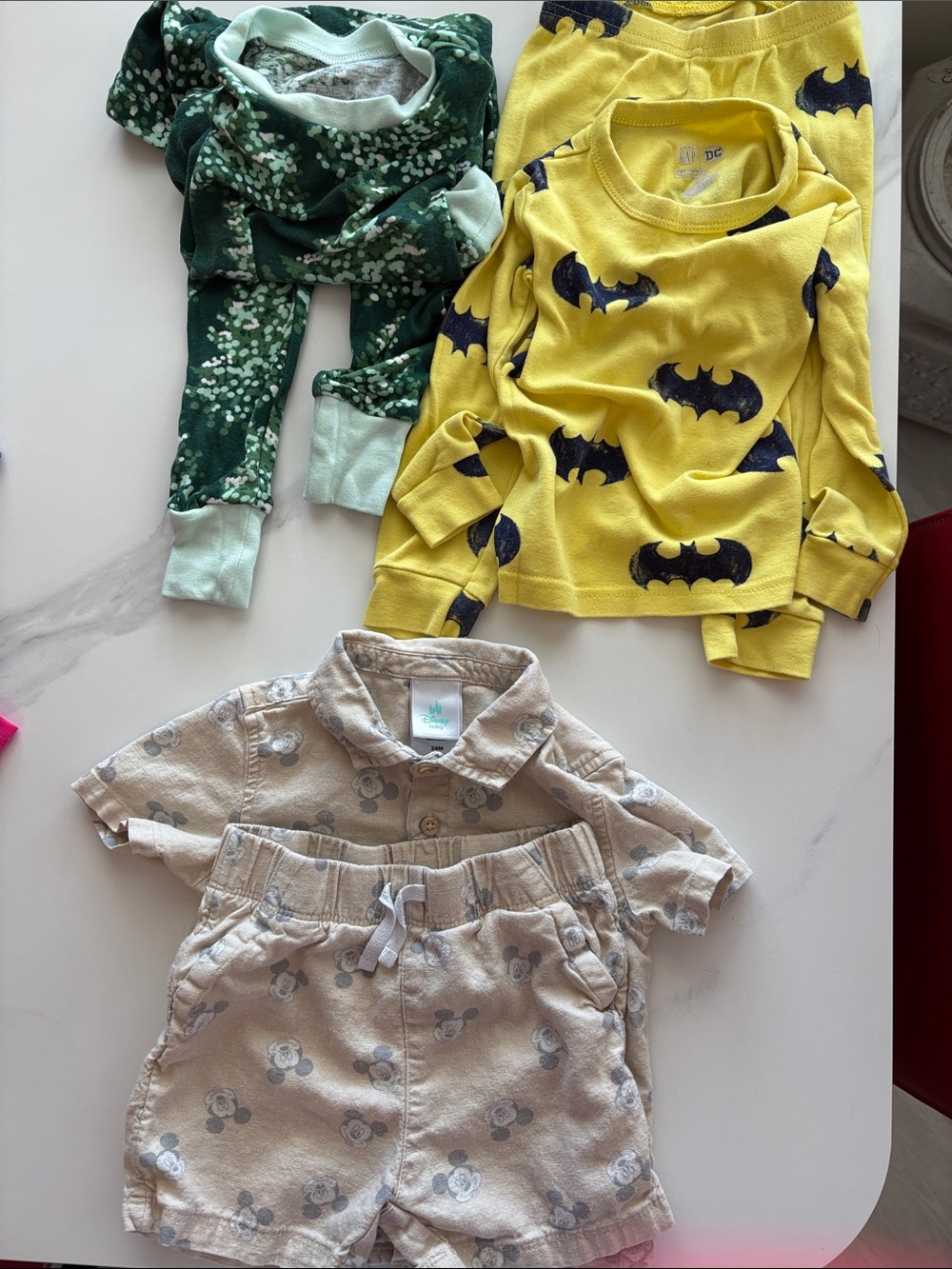 Bundle of little boys pjs and linen 2 pc short set Disney
